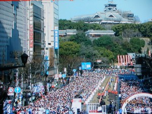 熊本城を望みながらのスタート 熊本城を望みながらのスタート